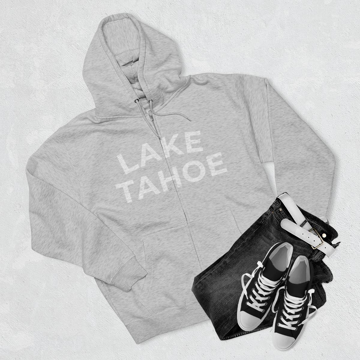 Lake Tahoe Classic Zip Hoodie Grey